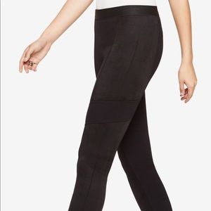 BCBG faux suede paneled leggings
